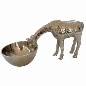 Giraffe Nibbles Bowl Culinary Concepts Aluminum Nickel Silver Finish Decor